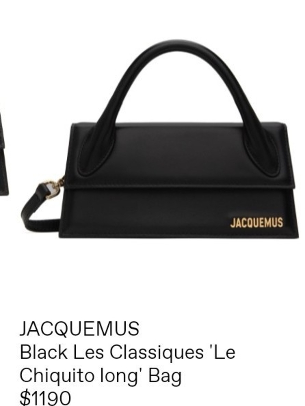 Jacquemus black Le Chiquito Classiques Long Top-Handle Bag/crossbody